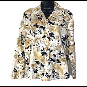 VINTAGE🧚♀️CREAM/TAN floral print cotton blend women’s jacket size 8